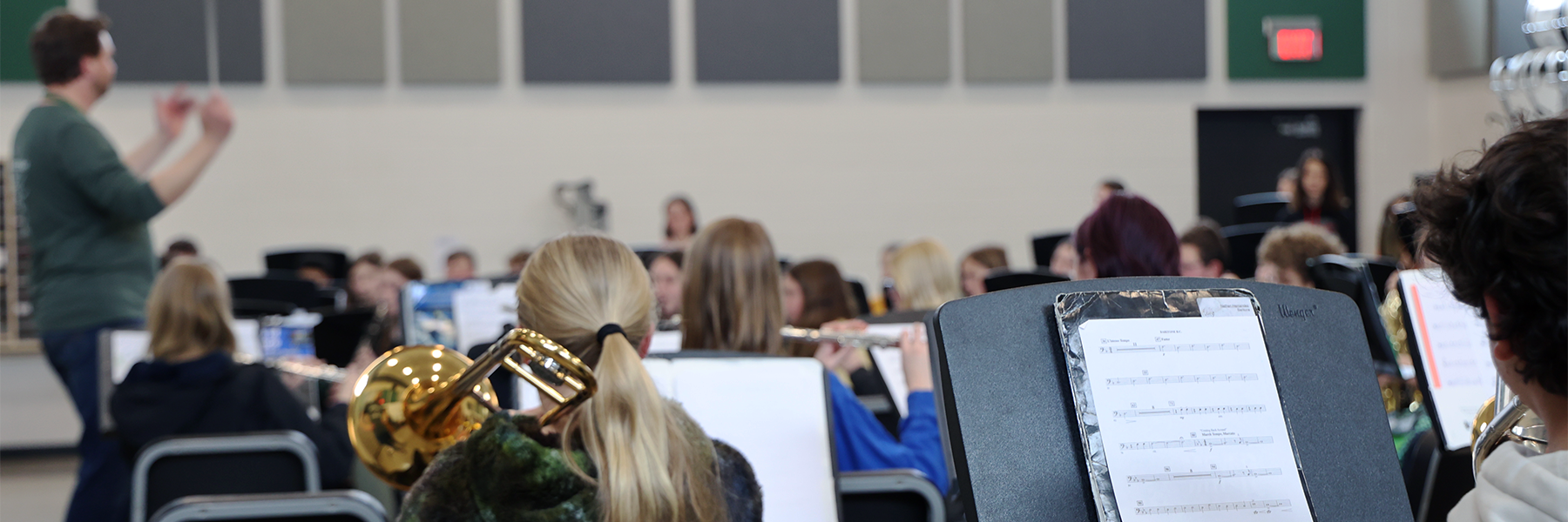 Students in band class