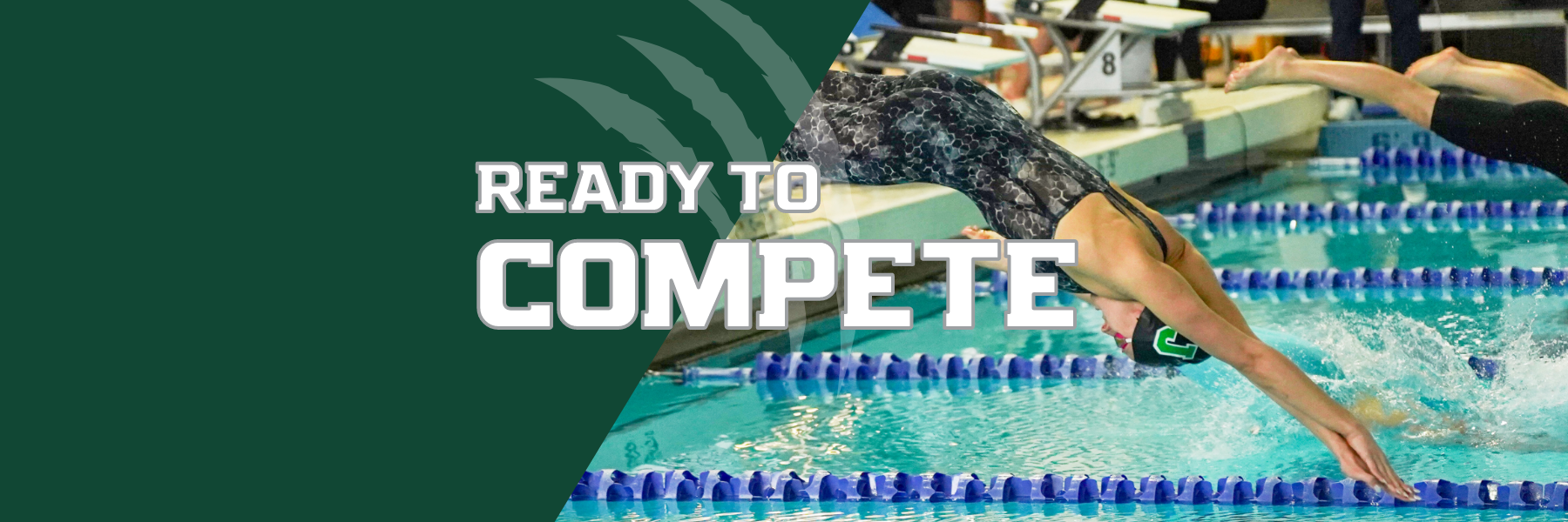 Ready to Compete text with a swimming diving